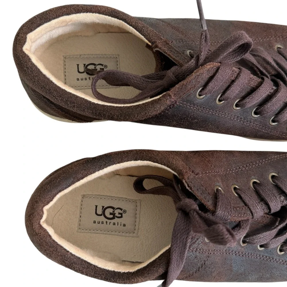 UGG Australia Womans Tomi 1008487 Dark Brown Suede Shearling Lined Sneakers 10